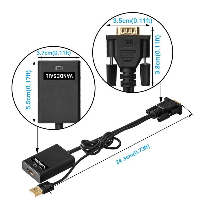 USB HDMI Adapter, VANDESAIL USB 3.0 to HDMI External Video Card Multi Monitor Adapter with Gold Plated for Windows... N22