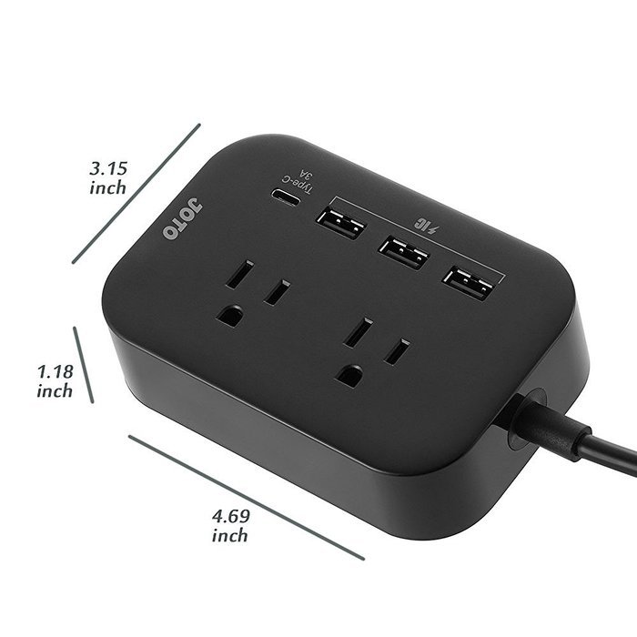 JOTO 2 Outlet Surge Protector Power Strip with USB Smart Charger (4 Port,5V 7.4A),with Type C Charging Port, 6.6ft... N9