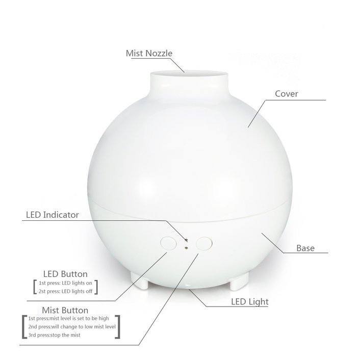 Aromatherapy Humidifier Essential Oil Diffuser 600ml Ultrasonic Cool Mist Whisper-Quiet Humidifier with LED Warm... N7