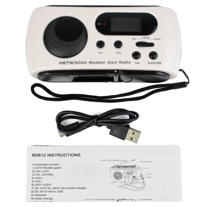 TIVDIO RD-612 Dynamo Emergency Solar Hand Crank FM/AM/NOAA Weather Alert Radio with Flashlight Smart Phone Charger... N6