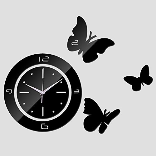 EverTrust(TM) Sale promotion wall watch rounds with butterflies home acrylic decor mirror clock 3d sticker Living... N2