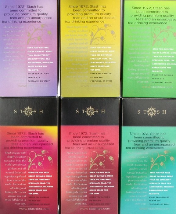 Stash Tea Display Rack Refill 6 Flavors, Chamomile, Peppermint, Chai Spice, English Breakfast, Earl Grey, Premium...