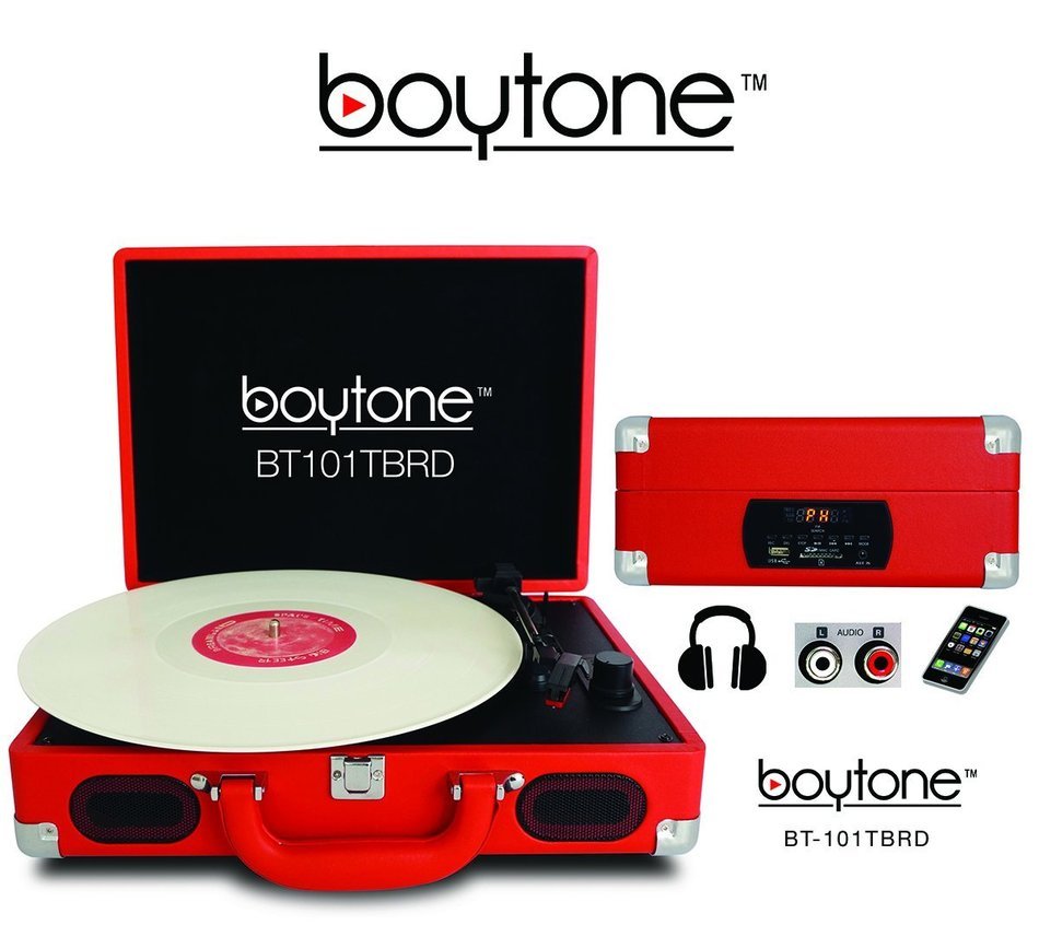 Boytone BT-101TBWT 5 in 1 Briefcase Record Player AC-DC Built in Rechargeable Battery, With 2 Stereo Speakers... N16
