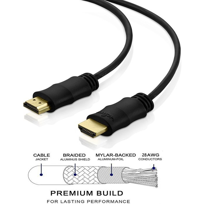 PerleGear 4K High-Speed HDMI HDTV Cable - 6 Feet , Supports Ethernet, 3D, 4K and Audio Return N3