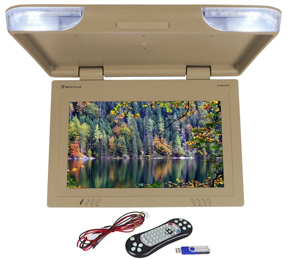 Rockville RVM18FD-BK 18" TFT Black Flip Down Car Monitor w/ USB/SD/Video Games N25