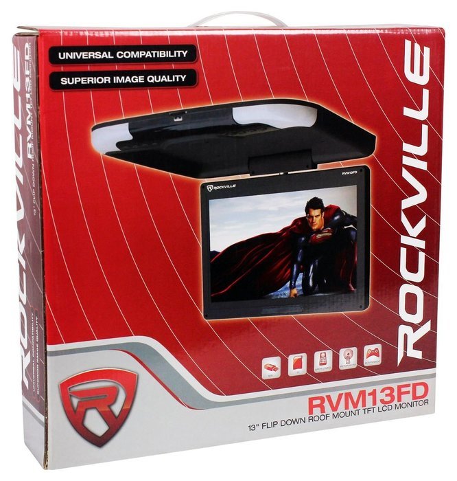 Rockville RVM18FD-BK 18" TFT Black Flip Down Car Monitor w/ USB/SD/Video Games N28