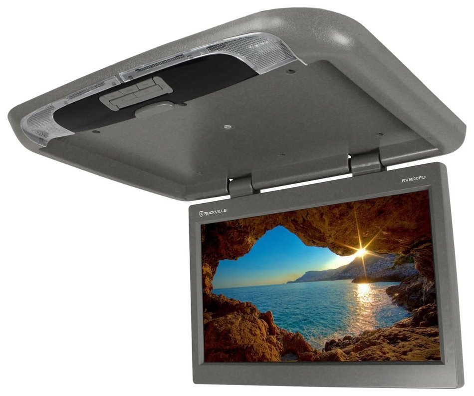 Rockville RVM18FD-BK 18" TFT Black Flip Down Car Monitor w/ USB/SD/Video Games N29