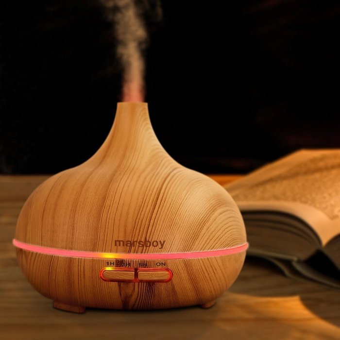 Marsboy Aroma Humidifier Oil Diffuser 300 mL Humidifier Aromatherapy Ultrasonic Cool Mist Humidifier with 7 Color... N5