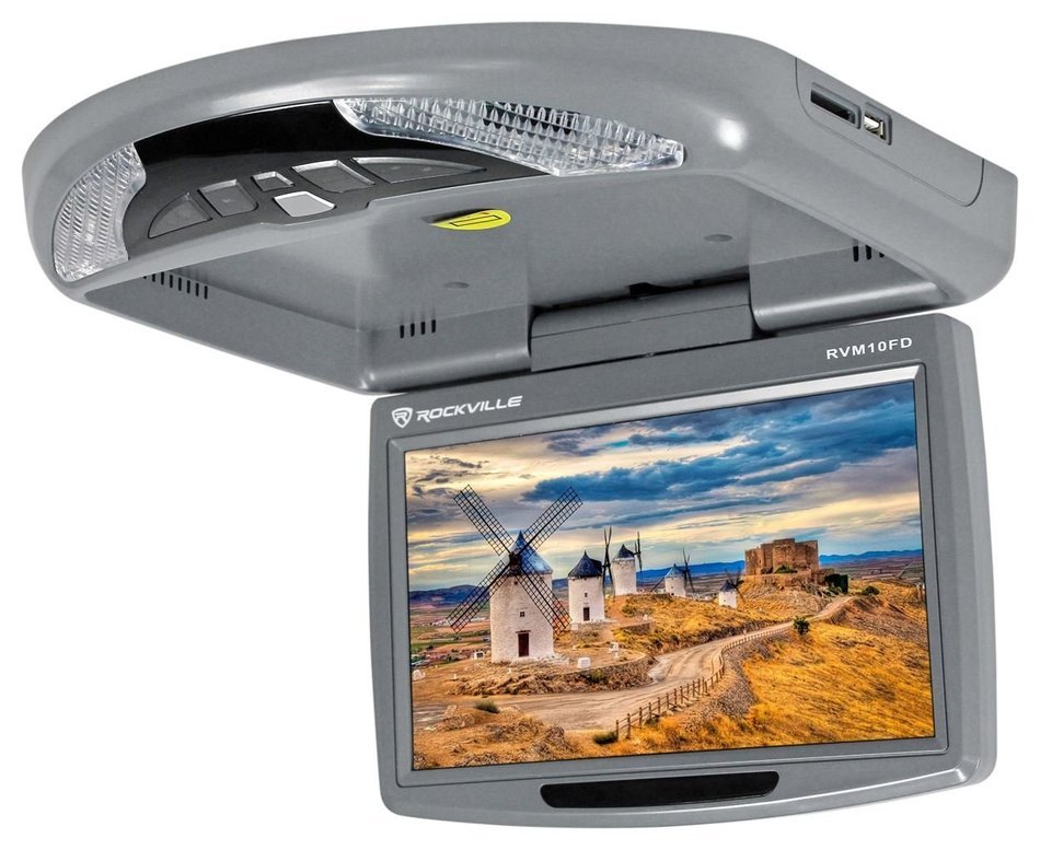 Rockville RVM18FD-BK 18" TFT Black Flip Down Car Monitor w/ USB/SD/Video Games N30