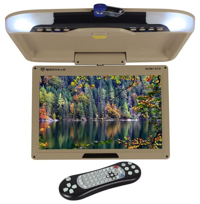 Rockville RVM18FD-BK 18" TFT Black Flip Down Car Monitor w/ USB/SD/Video Games N34