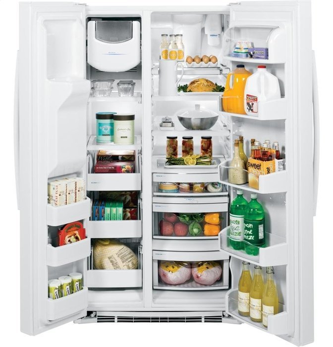 GE Profile PSE25KGHWW 36" Side-by-Side Refrigerator with 25.4 cu. ft. Capacity in White N9