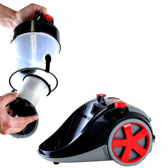 Ovente Cyclonic Bagless Vacuum with Automatic Cable Rewinder and 360 Hose Swivel Feature N5