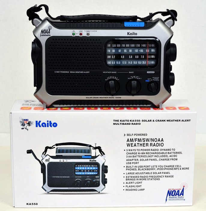 Kaito KA550 Portable Solar / Hand Crank AM/FM, Shortwave & NOAA Weather Emergency Radio with Automatic Weather... N3