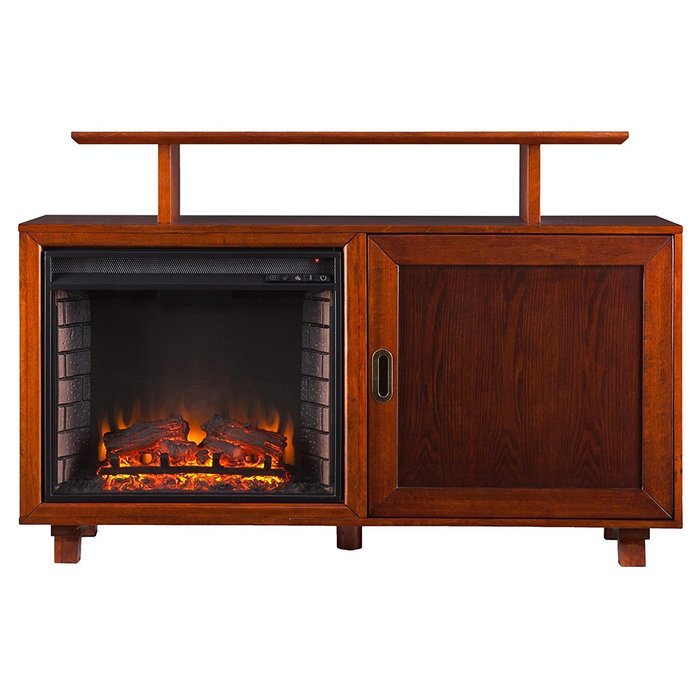 Southern Enterprises Ontario Media Console Fireplace - Walnut/Espresso N3