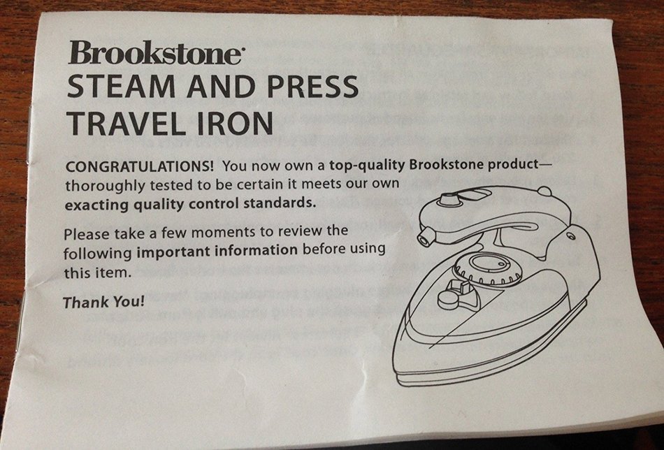 Brookstone Dual Voltage Steam and Press Travel Iron w/ Soft Case N3