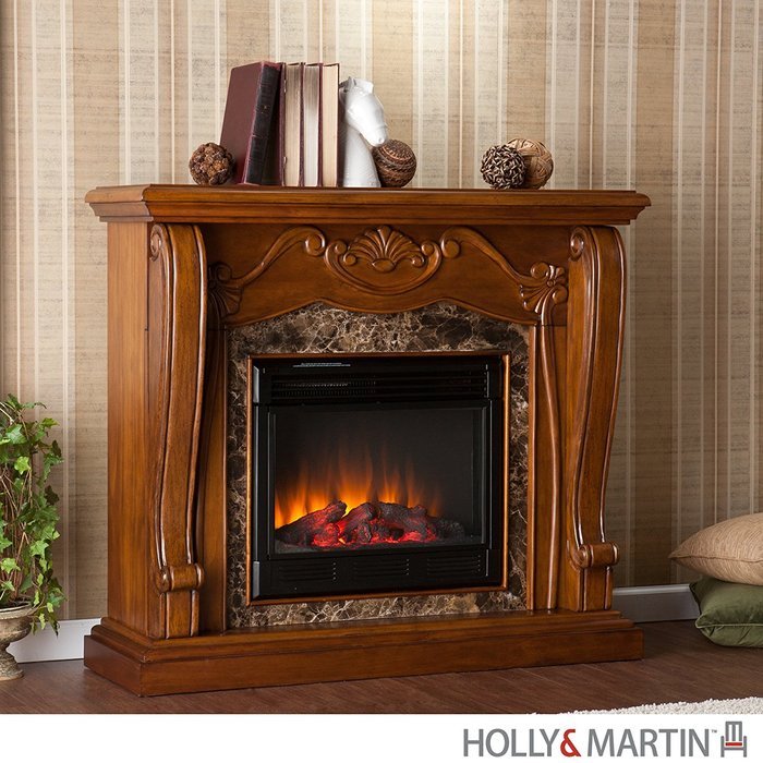 Southern Enterprises Cardona Electric Fireplace in Walnut Finish N4