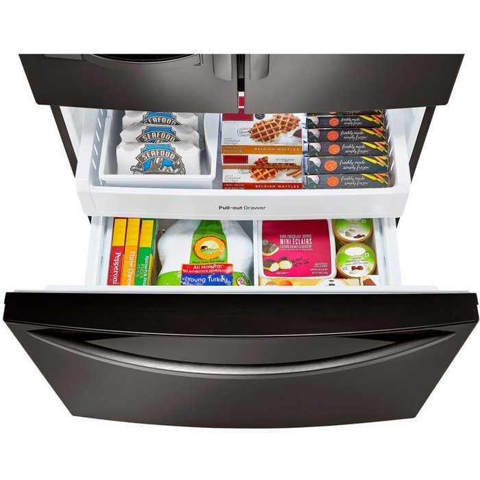 LG Stainless Steel 24 cu. ft. Ultra Capacity 3-Door French Door Refrigerator with Dual Ice Makers, Black N6
