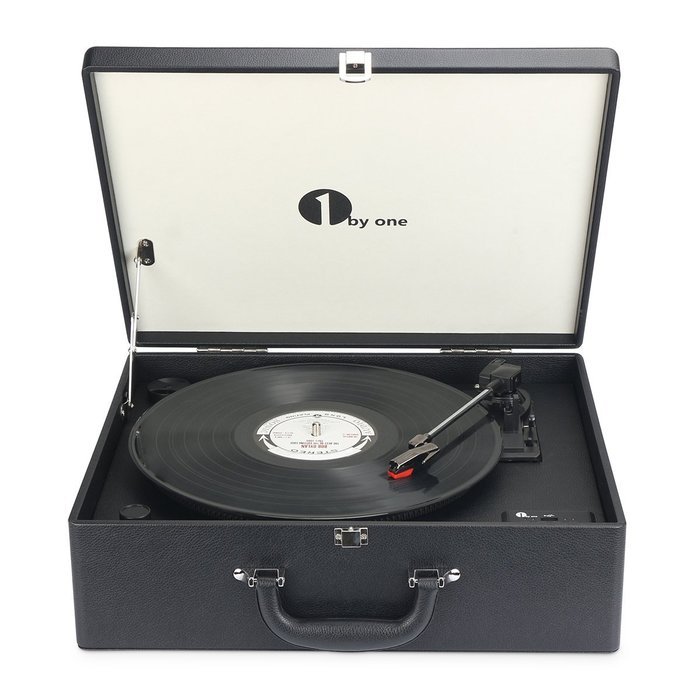 1byone Suit-case Style Turntable with Speaker, Bluetooth support and Vinyl-To-MP3 Recording, Belt Driven Record... N15