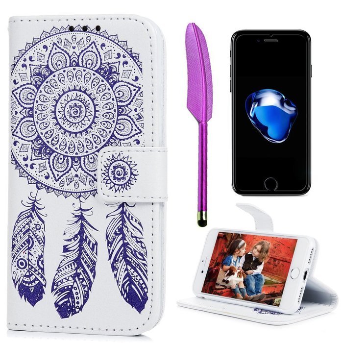 iPhone 7 Case (4.7 inch) - Wallet Folio Flip Embossed Campanula PU Leather Case with Stand Card Slots Slim Fit... N33