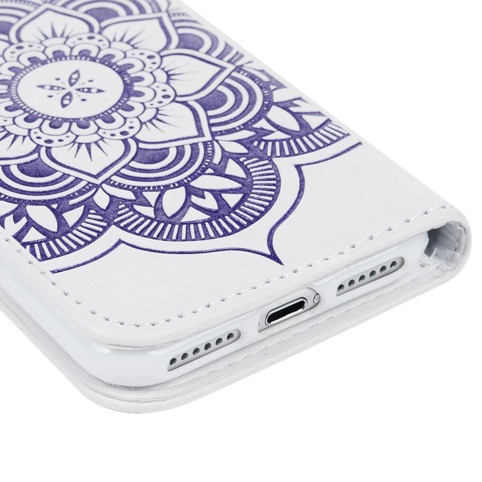iPhone 7 Case (4.7 inch) - Wallet Folio Flip Embossed Campanula PU Leather Case with Stand Card Slots Slim Fit... N36