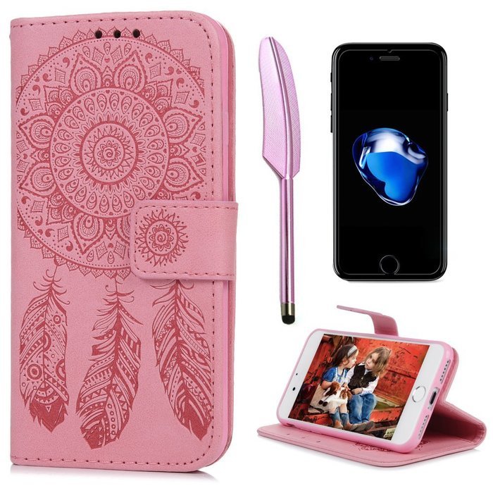 iPhone 7 Case (4.7 inch) - Wallet Folio Flip Embossed Campanula PU Leather Case with Stand Card Slots Slim Fit... N39