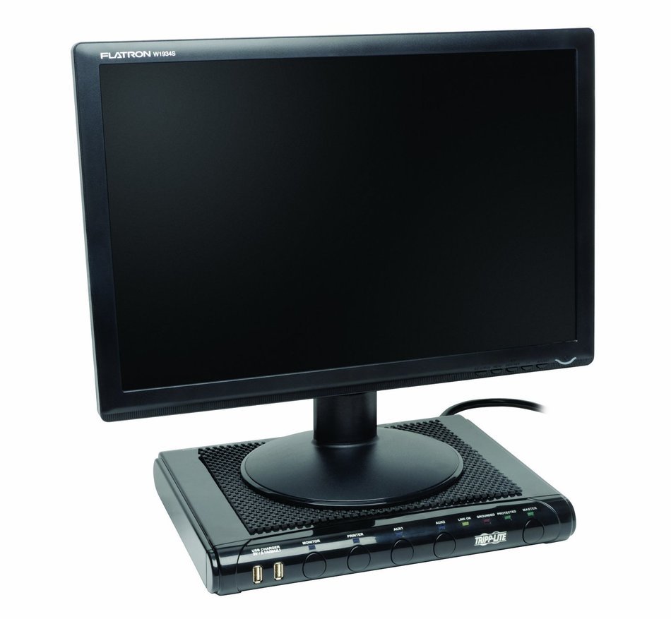 Tripp Lite Isobar 6 Outlet Under-Monitor Surge Protector, Dual USB Charging Ports, 8 ft. Cord, & $100K INSURANCE... N3