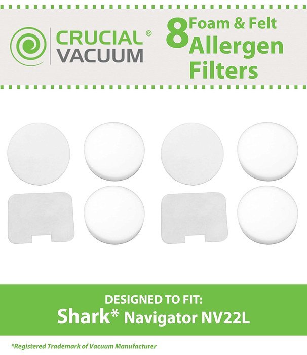 8 Shark Navigator NV22L Foam and Felt Replacement Vacuum Filter Kit Designed To Fit Shark Navigator NV22L, Replaces...