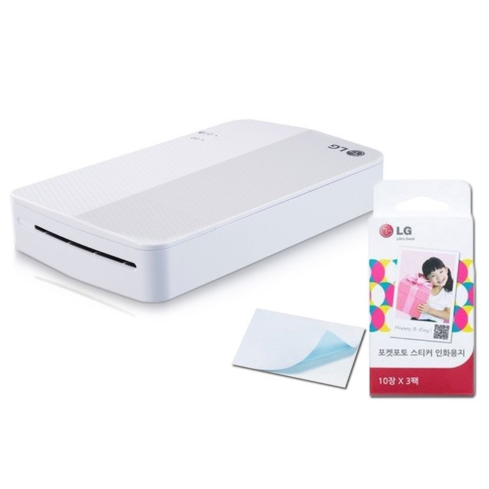 [Printer+Paper SET] New LG Pocket Photo Printer 3 PD251 [White] (Follow-up model of PD241T PD239) + LG Zink Sticker... N7