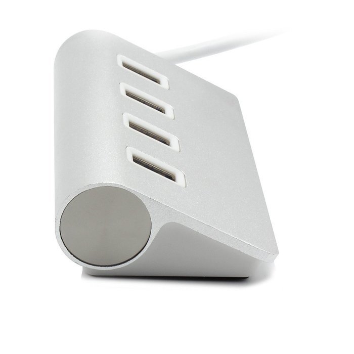 Portable Premium 4 Port Aluminum USB Hub with 11 inch Shielded Cable for iMac, MacBook Air, MacBook Pro, MacBook...