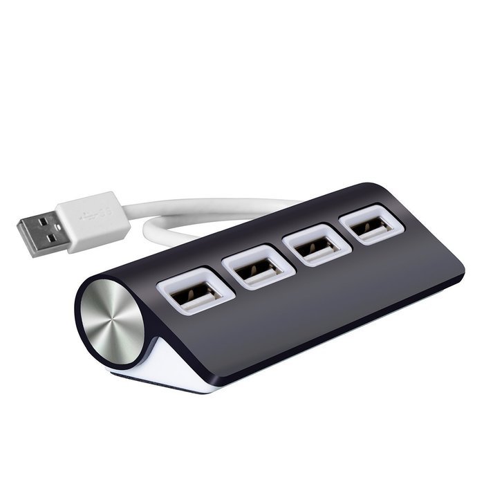 Portable Premium 4 Port Aluminum USB Hub with 11 inch Shielded Cable for iMac, MacBook Air, MacBook Pro, MacBook... N2