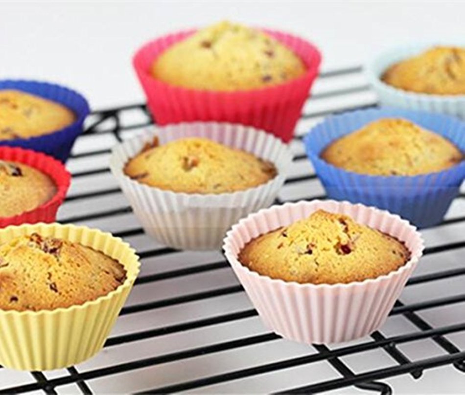 Silicone Baking Cups Muffin Cupcake Liners Molds Set - 12 Pack Premium ...