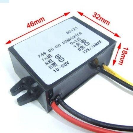 RioRand 36W/3A DC-DC Convert Voltage15V-55V 12V/24V/48V to 12V Regulated Power Supply