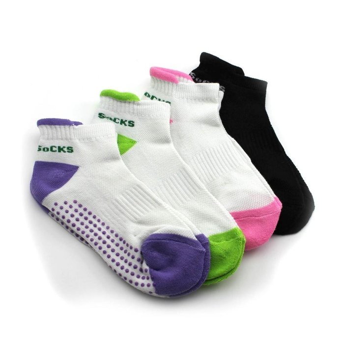 HuaYang 1 Pair Anti Slip Professional Yoga Socks with Rubber Dots Sport Exercise Cotton Hosiery(Black) N4