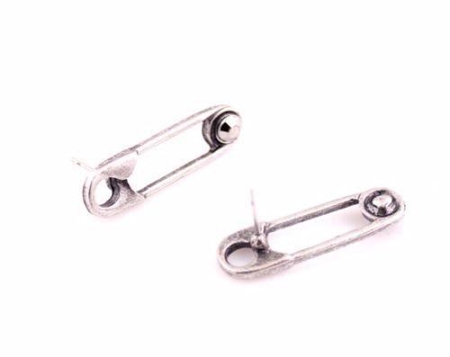 Hot New Fashion Design Women Retro Silver Plated Safety Pin Stud Earrings Gift N2
