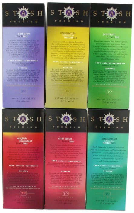 Stash Tea Display Rack Refill 6 Flavors, Chamomile, Peppermint, Chai Spice, English Breakfast, Earl Grey, Premium... N2