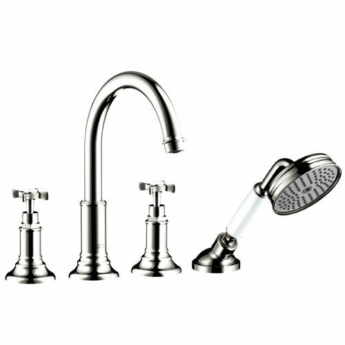 Axor 16544831 Montreux 4 Hole Roman Tub Trim with Cross Handle, Polished Nickel by AXOR