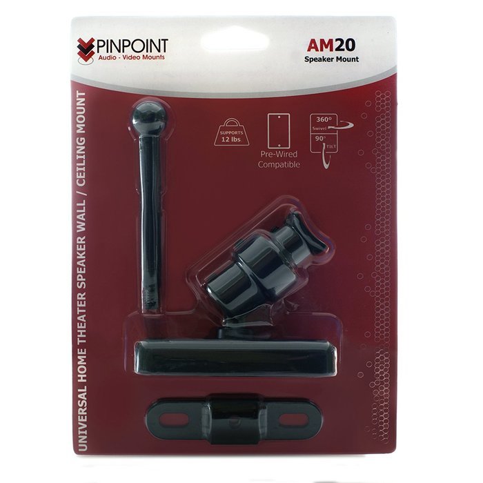 Pinpoint Mounts AM20-Black Universal Home Theater Speaker Wall Ceiling Mount with Electrical Box Installation... N7