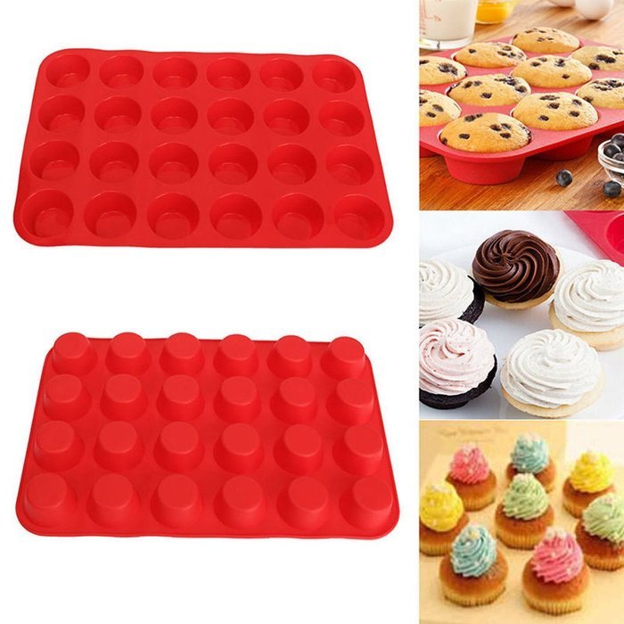 Hanperal Mini Muffin Pan，24 Cups Portion Control Baking Pans， Non Stick Food Grade Siicone Mold Versatile Heat... N6