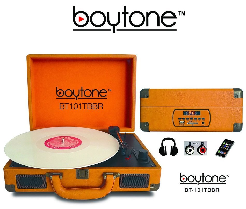 Boytone BT-101TBWT 5 in 1 Briefcase Record Player AC-DC Built in Rechargeable Battery, With 2 Stereo Speakers... N21