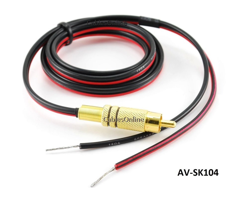 CablesOnline, 4ft 18 AWG Speaker Wire Single Cable with RCA Male Plug, (AV-SK104)