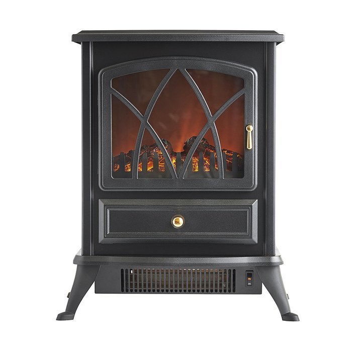 VonHaus 1500W Portable Electric Stove Heater Fireplace / Space Heater with Log Burning Flame Effect N4