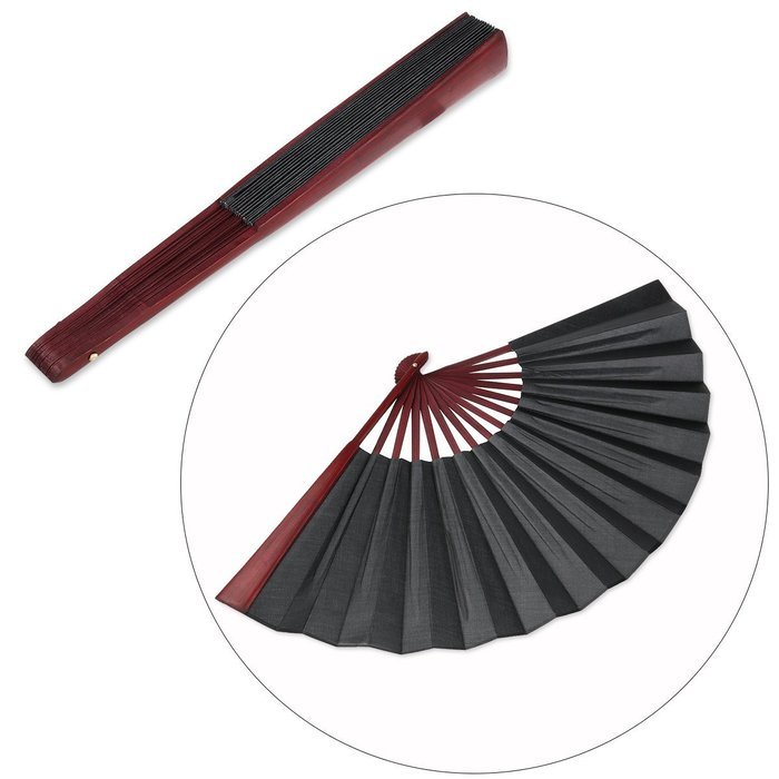 Tinksky Men Folding Bamboo Blank Hand Fan Wedding Party Gift (Black) N8