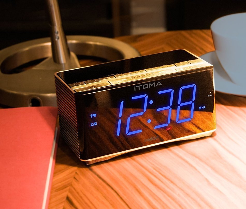 iTOMA Alarm Clock with FM Radio, Bluetooth Speakers, Dual Alarm with Snooze, USB Charge Port, Auxiliary Input,... N2