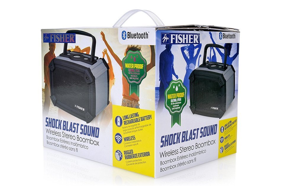 Fisher Waterproof Wireless Stereo Boombox, Bluetooth Enabled, Built-In Microphone, Shockproof and Dustproof Ultra-Portable... N13