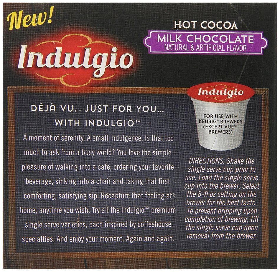 Indulgio Milk Chocolate Cocoa Single Serve for Keurig K-Cup Brewers, 24 Count N31