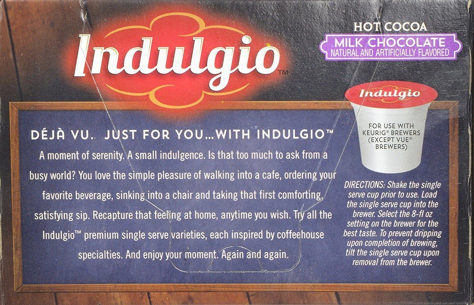 Indulgio Milk Chocolate Cocoa Single Serve for Keurig K-Cup Brewers, 24 Count N38