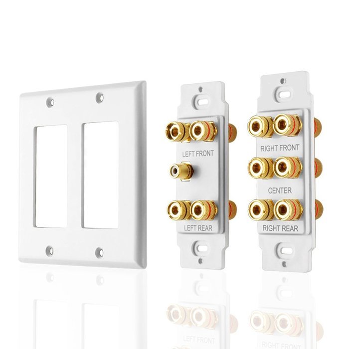 TNP Home Theater Wall Plate - 3-Gang 7.2 Surround Sound Distribution w/ Premium Gold Plated Copper Banana Binding... N17
