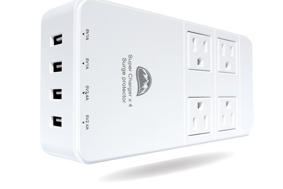 All Power Chargers Travel Charging Station - 4 International Travel Adapters - Surge Protector - Power strip with... N4