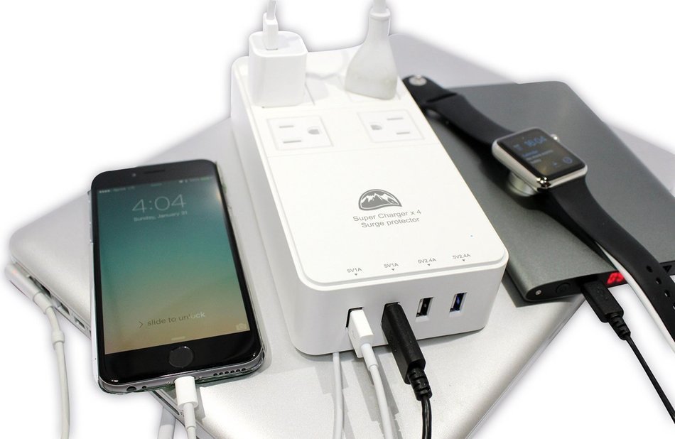 All Power Chargers Travel Charging Station - 4 International Travel Adapters - Surge Protector - Power strip with... N6