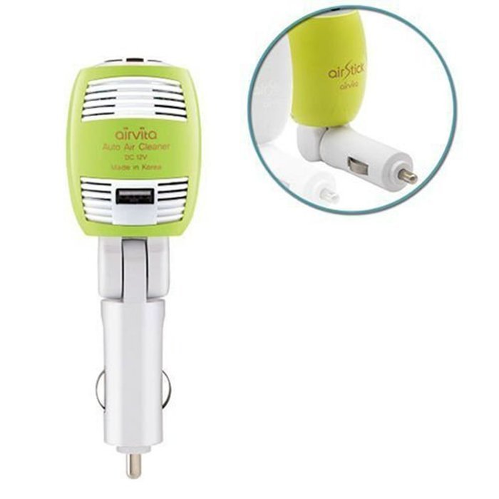 Airvita Car wireless Air Stick CigarJack Aip Purifier USB 180&deg;Adjustable Angle (Lime) N4